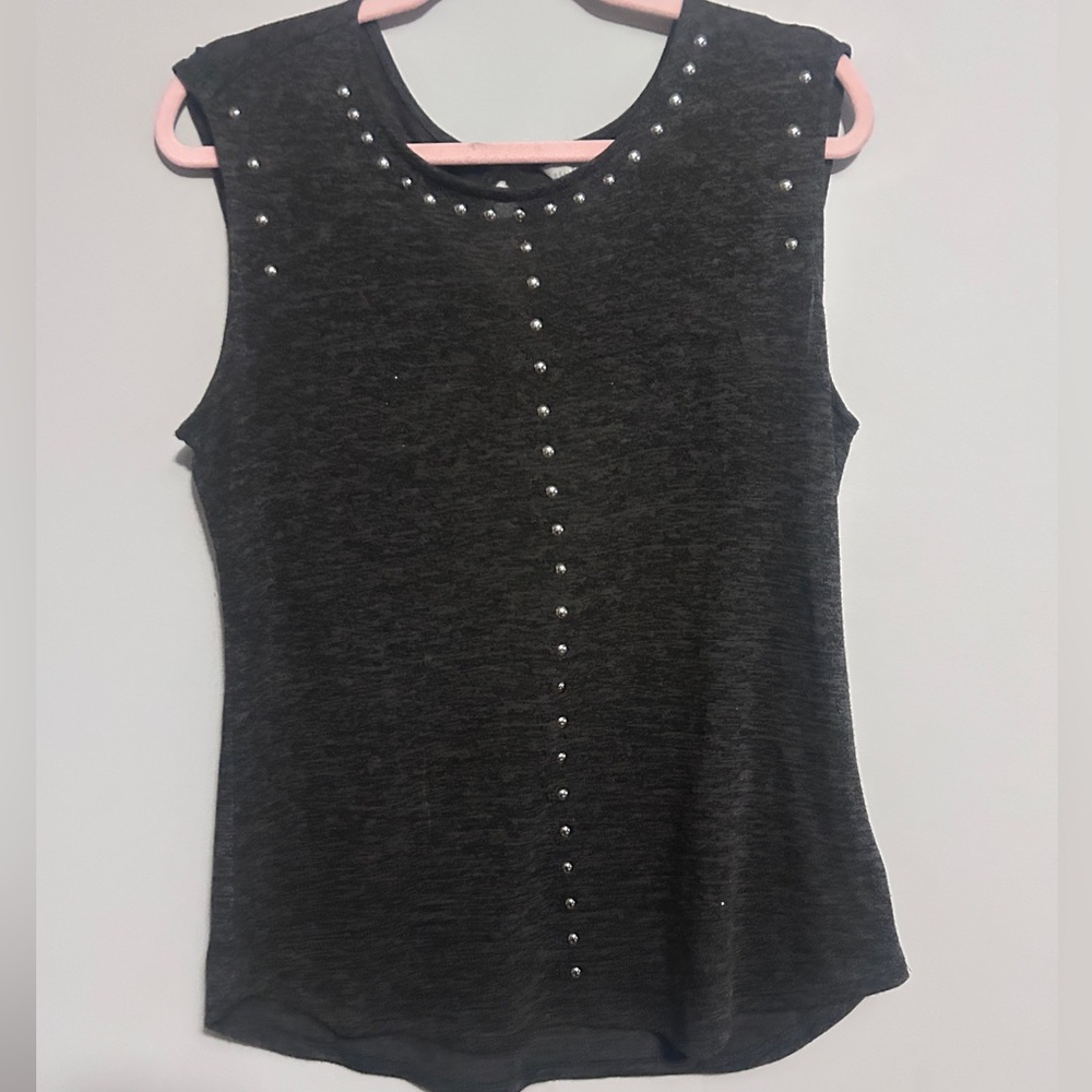 Belle +sky Sleeveless Stud-Accent Women's Top - Black